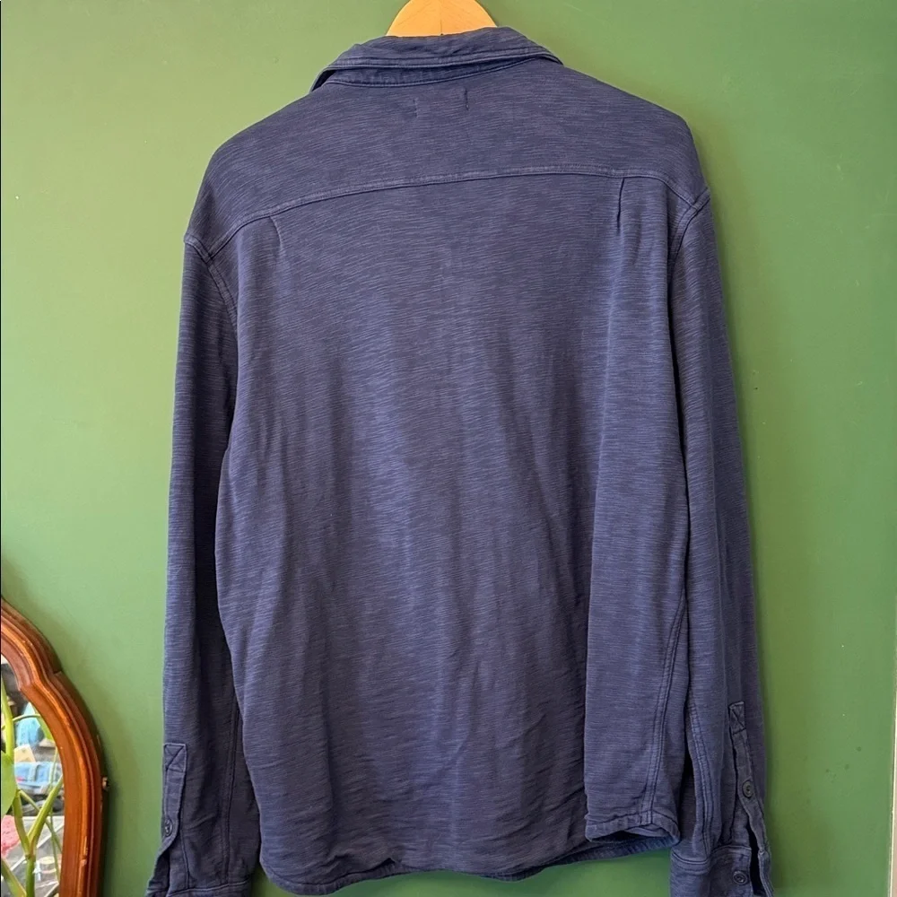 J. Crew Mens L Waffle-Lined Blue Garment-Dyed Harbor Shirt